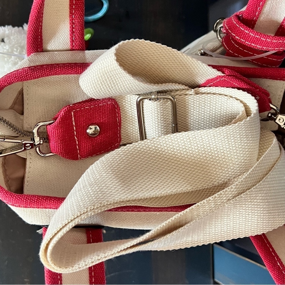 NWT Madden Girl Cherry Canvas Mini Tote Crossbody Bag Charms and Keychain - Picture 11 of 13
